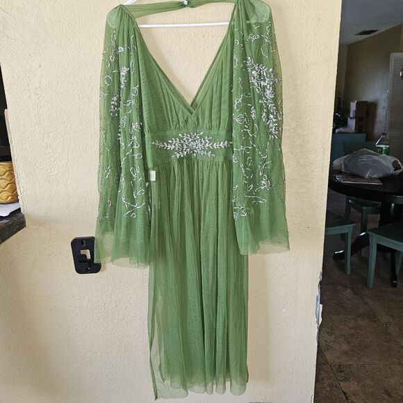 Free People Vintage Dreams Embellished Sequin Maxi Top Sheer Cover Up Dr… - Picture 9 of 9